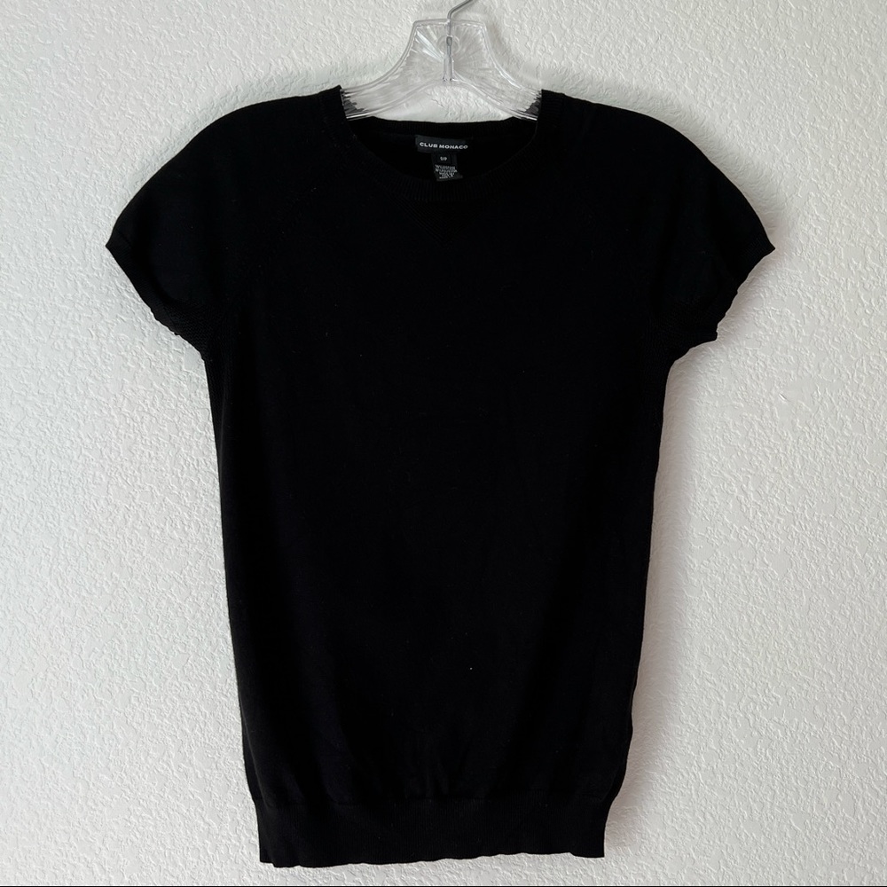 Club Monaco Short Sleeve Black Lightweight Sweater Top Size Small